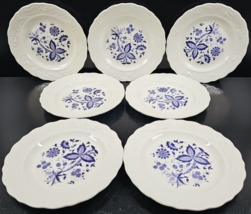 7 Mount Clemens Purple Onion Salad Plates Set Vintage White Emboss Dish MCM Lot - £62.06 GBP