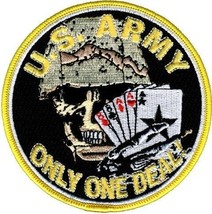 Army Only One Deal Skull Death Embroidered 4&quot; Biker Patch - £23.97 GBP