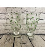 Vintage Libby Irish Coffee Glasses Recipe Shamrocks Clover Set of 2 - £11.14 GBP