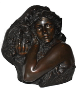 Large Early 20th Century Sculpture Bust FLOREAL by Richard Aurili (1834-... - £419.66 GBP