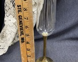 CLEAR GLASS CHAMPAGNE FLUTE WITH BRASS BASE VINTAGE 9.75” Tall - $8.91