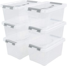 Qskely 6-Pack 6 L Latch Storage Box With Lids For Plastic Containers. - £34.36 GBP