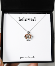 Beloved Necklace You Are Loved Crown Pendant Sterling Silver Jewelry Gift Her - £38.01 GBP+