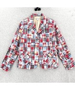Vtg Pendleton Womens Madras Plaid Patchwork Blazer Jacket Colorful Sz L Lined - $37.62