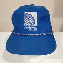 Vintage Blue Continental Airlines Trucker Style Adjustable Hat Golf Hat - £21.83 GBP