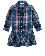 Polo Ralph Lauren Infant Girls Plaid Cotton Shirt Dress,Cruise Blue,3M - £16.07 GBP