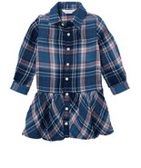 Polo Ralph Lauren Infant Girls Plaid Cotton Shirt Dress,Cruise Blue,3M - £43.16 GBP