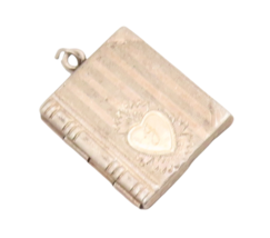 925 Sterling Silver Vintage Pendant Antique Heart Carved Book (OPENS)  P... - $47.50