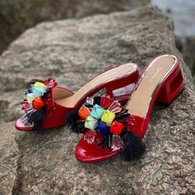 The Vigo Red Leather Block Heel Women Sandal image 14