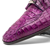 Apricena Genuine Caiman Crocodile Dress Derby's Shoes Purple image 3