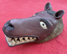 West African Primitive Maned Lion Outstanding Large Carved Heavyweight Mask - $120.00