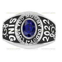 Oval Custom School Class Ring for Women music lover Collection Silver925 - £104.60 GBP