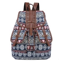 New style backpack retro pattern canvas female bag fashion travel drawstring bac - £47.91 GBP