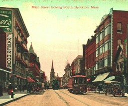 Main Street View Looking South Brockton Massachusetts MA 1909 DB Postcard - £2.29 GBP