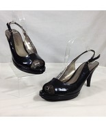 Jones Studio Kelsey Womens Sz 9M Slingback Heels Black Patent Leather Op... - £15.33 GBP