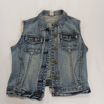 Unionbay J1Y60XR Denim Cotton Vest Women’s Medium Biker Grunge Western Cowgirl  image 10
