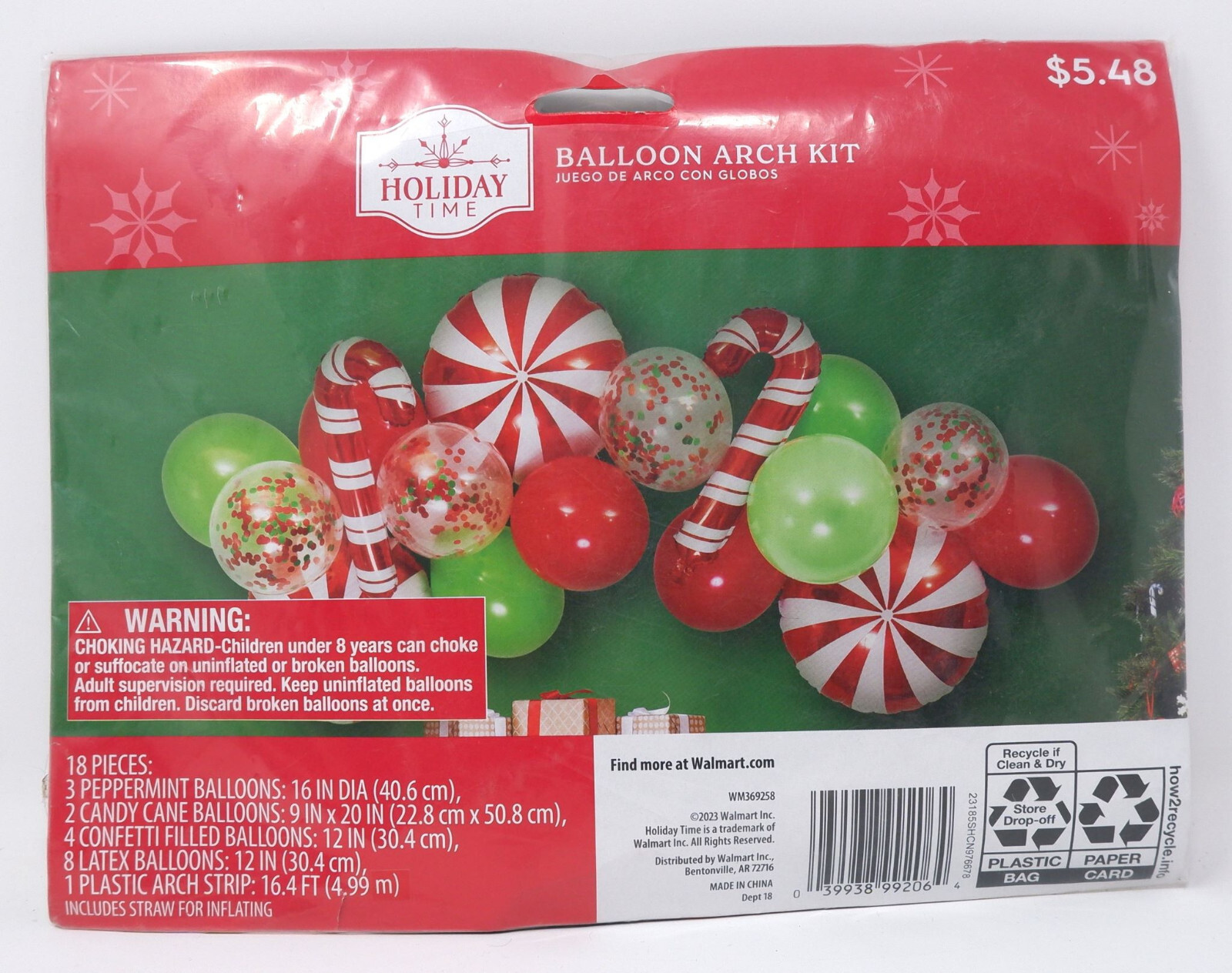 HOLIDAY TIME WM369258 CHRISTMAS BALLOON ARCH KIT WITH 17 BALOONS &amp; MORE ... - $5.98