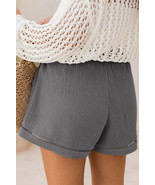 Dark Grey Cotton Gauze Paperbag Shorts - $308.63 MXN