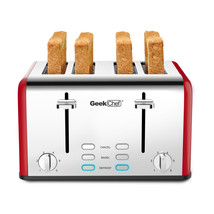 Stainless Steel Extra-Wide Slot Toaster with Dual Control Panels of Bagel/Defros - £63.32 GBP