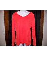 Hanes Women&#39;s T-Shirt Large Orange Long Sleeve V Neck  - £7.18 GBP