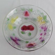 Firna Indonesia Clear Embossed Multi-Colored Fruit Vegetable Design Glass Bowl - £7.66 GBP