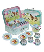 Toddler Toys Tea Set For Little Girls - 15 Pcs Tin Tea Set For Kids Tea ... - £36.71 GBP