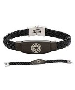 Star Wars Evil Empire Imperial Symbol Unisex Black Leather Braided Brace... - £40.15 GBP