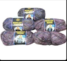 Lion Brand Moonlight Mohair Purple Mountains GLITTERY Lot of 5 Skeins New - £47.06 GBP