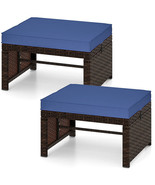Multipurpose Outdoor 2 Pieces Patio PE Rattan Ottomans Footstool-Navy - ... - $2,597.95 MXN