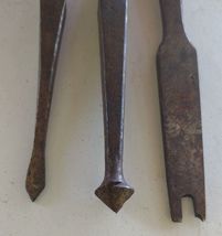 Antique Iron Hand Drill Bits Primitive Woodworking Tools Hand Forged Lot of 3 image 3