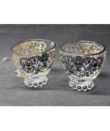 Silver City BLOSSOM TIME Footed Glass Creamer &amp; Open Sugar Set - Silver ... - $14.98