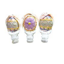 Easter Egg Ornaments Resin 3 Piece Set Colorful Pastels Florals Spring D... - £19.69 GBP
