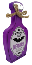Halloween BEWARE Wing of Bat Wood Decor Witch Potion Bottle Totally Batty Wooden - £7.86 GBP