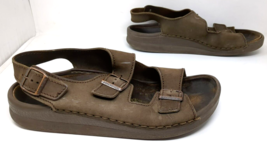 Birkenstock Nebraska Men&#39;s Size 47 US 14 Brown Leather Ankle Strap Sandals - $58.20