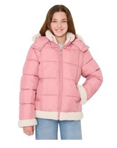 Sam Edelman Boys Girls Jacket Pink Puffer Full-Zip Pockets Faux Fur Trim... - €45,36 EUR