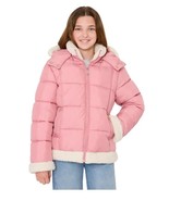 Sam Edelman Boys Girls Jacket Pink Puffer Full-Zip Pockets Faux Fur Trim... - $983.57 MXN
