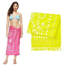 Y2K Retro JUICY COUTURE BEACH TOWEL bandana COVER UP SARONG YELLOW NEW rare - $63.36