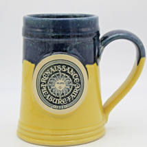 Beer Mug Blue Drip Glaze Trim Studio Pottery Renaissance Pleasure Fair 1999  - £15.01 GBP