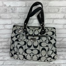 Coach Poppy Signature Tote Bag Purse Black Gray Silver w/Purse Charms - £34.32 GBP