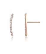 Ear Crawler Stud Earrings 14K Rose Gold Plated Sterling Silver Rhineston... - $28.99