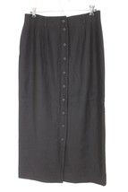 Vtg 90s Talbots 12 Black Worsted Wool Button-Front Straight Midi/Maxi Skirt 29&quot; - £29.14 GBP