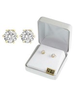 Crystals By Swarovski Stud Earrings 14K Gold Plated 2 Carat TW In Gift B... - $33.87