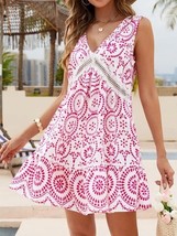 Printed V-Neck Sleeveless Mini Dress - $39.00
