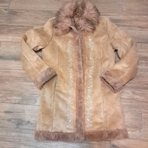 Vintage Route 66 Penny Lane Coat Medium Large Faux Fur Y2K 90s Embroider... - $215.00