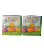 Set of 2 Happy Easter Chick &amp; Eggs Beverage 5&quot; Napkins, 36 Ct Total - €8,55 EUR