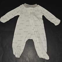 Carter's Footie Sleeper 100% Cotton Baby PREEMIE Gray White Hello Cute So Loved - $11.83