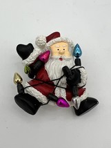Santa Claus with Christmas String of Light Bulbs Holiday Pin Brooch - £4.62 GBP