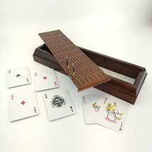 Cribbage Board 3 Tracks Set Pegs Cards Cardinal Wood Classic Collection ... - $24.25