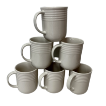 Oneida Kenley Casual Settings Mugs Cups Ribbed Light Stone Colored Lot Of 6 - $25.21