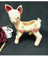 3907 Adorable Antique Handpainted Floral Deer Figurine Planter - $14.00